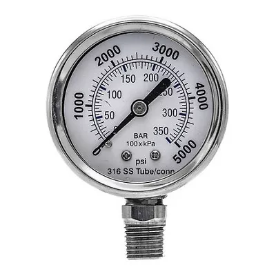 Pic Gauges Pro-301D-204R-01 Pressure Gauge 0 To 5000 Psi 1/4 In Npt • $16.79
