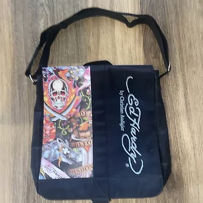 Ed Hardy Death Before Dishonor Y2K Black Messenger Bag GUC Minor Damage • $15