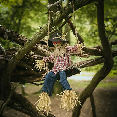 Hanging Scarecrow Animated Halloween Prop Sound Activated Moving Led Eyes Creepy • £14.99