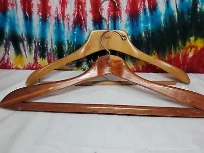 Vintage Heavy Duty Wooden Hangers With Metal Hooks Lot Of 2 • $14.95