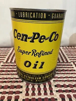 Investment Grade Cen-Pe-Co Full Metal 1 Qt Vintage Oil Can • £87.58