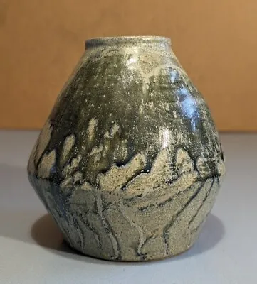 Unusual Art Pottery Vase Pot Green Glaze • £32