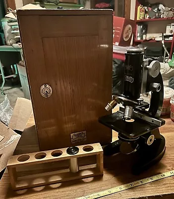 Vintage Microscope Yashima Tokyo Optical Co. Limited Japan W/ Wood Box • $65