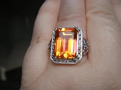 Padparadscha Quartz And White Topaz Silver Ring • £45