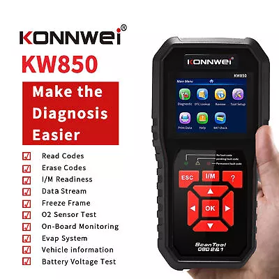 KONNWEI OBDII Car Diagnostic Scan Tool Engine Auto Code Scanner Reader Tool W2J0 • $76.66