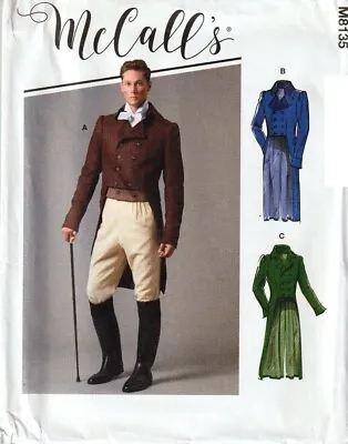 McCalls Historical 1800s Costume Men Tailcoat Tuxedo Edwardian Coat Pattern 8135 • $10.99