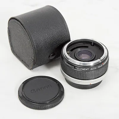 KENLOCK 7 ELEMENT AUTO TELE CONVERTER 2x FOR Canon FD. Lens Caps Original Case • £7.58