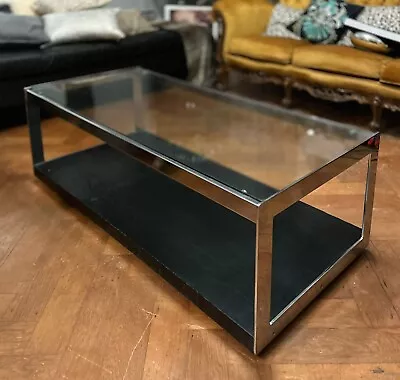 1970s Retro/Vintage Coffee Table By Merrow & Associates Chrome/Glass/Black Ash • £200