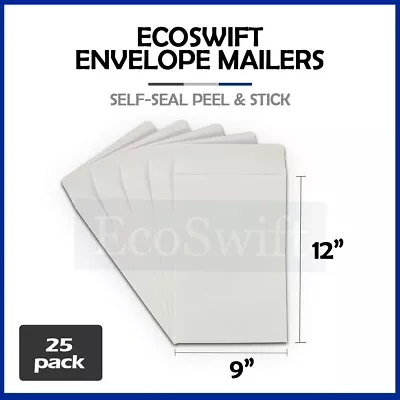 25 EcoSwift White Self-Seal Mailing Shipping Kraft Paper Envelope 28 Lb. 9 X 12 • $7.59