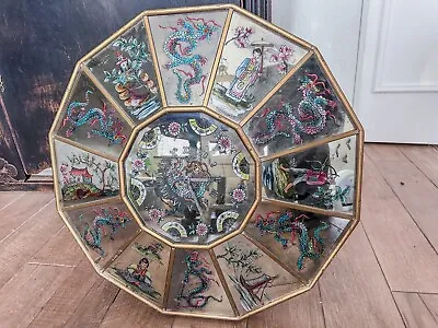 Vintage Chinese Asian Mid Century Hand Painted Eglomise Mirrored Gilt Trim Clock • $120