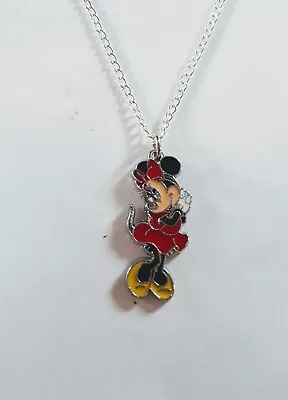 Disney Minnie Mouse Enamel Pendant Necklace 16  Or 18  Chain Birthday Gift G/Bag • £5