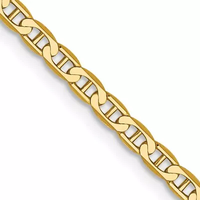 10K Yellow Gold Anchor 2.4mm Flat 22  Chain Necklace For Mens Womens • $580