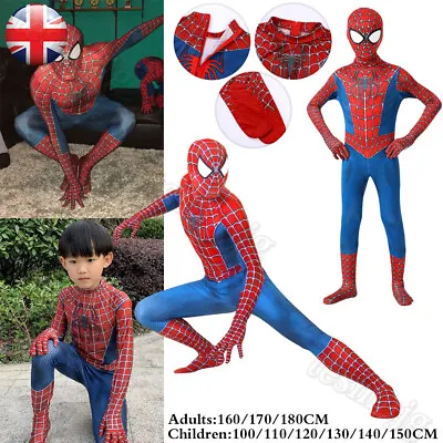 Raimi Spiderman Tights Adult Mens Kids Cosplay Costume Suit Fancy Dress Party UK • £13.59