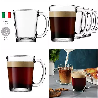 Coffee Mugs Italian Glass Coffee Mug Hot Beverage Tea Glasses -10oz. Set Of 4 • $24.99