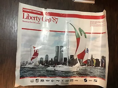 Vintage 1987 Liberty Cup Harbor Festival New Jersey New York Yacht Racing Poster • $12