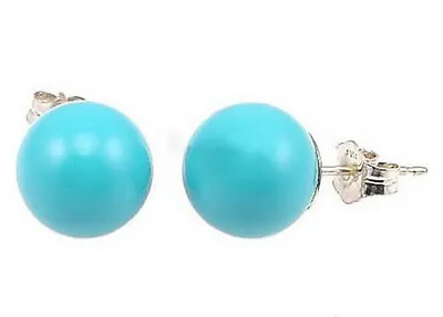 Exquisite Turquoise Beads 925 Silver Stud Earrings New Fashion Women Girl • $2.99