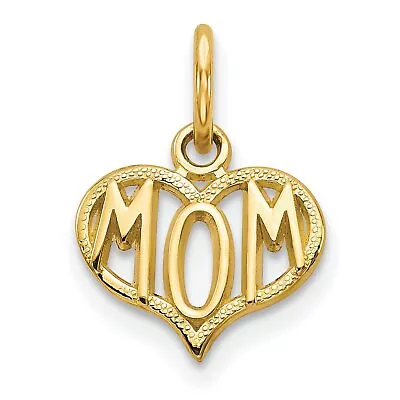 14K Gold Mom Heart Charm Mother Mommy Love Pendant Jewerly 15mm X 10mm • $62.08