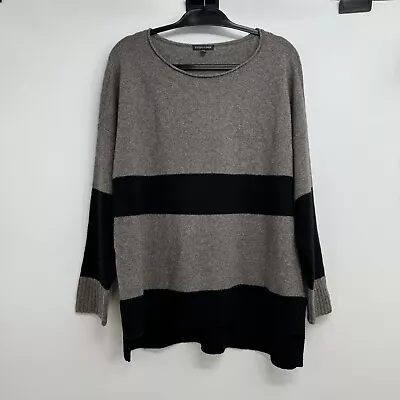 Eileen Fisher Sweater Women’s L Gray/Black Yak Wool Blend Striped Colorblock • $39.99