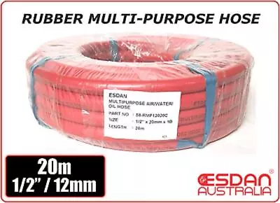 Multi Purpose Rubber 12mm Red Industrial Air Oil Water 1/2  Compressor Hose 20m • $93.86