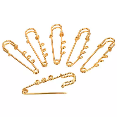 3 Holes Brooch Pins 2 Inch Metal Safety Pins Clips Bright Gold 20pcs • $8.65