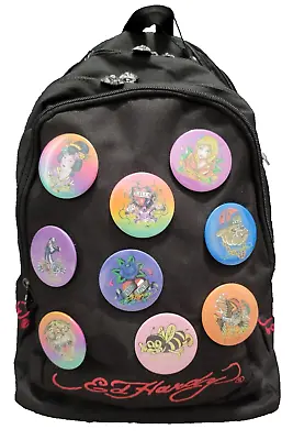 Vintage Nwt Ed Hardy Tattoo Flair Buttons Black Brad Trolley 17  Backpack • $149.99