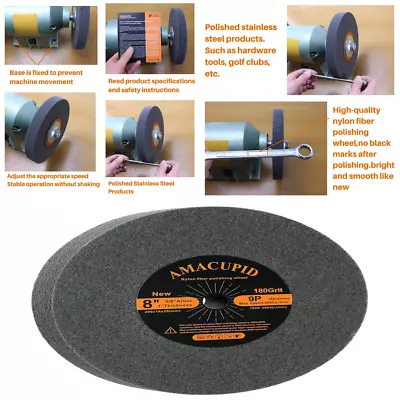 8 Inch Nylon Fiber Deburring Wheel With 9P Hardness For Bench Durable • $26.17