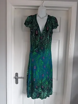 Matthew Williamson For H&M Blue Green Pink Peacock Wrap Dress M 10/12 • £8.99