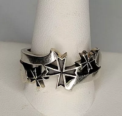 Men's WTS Sterling Silver 12G Maltese Cross Band Ring Sz 12.5 • $58