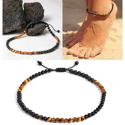 $8.43 • Buy Anklet Bracelet For Women Black Obsidian Healing Crystals Good Luck Gemstone AU