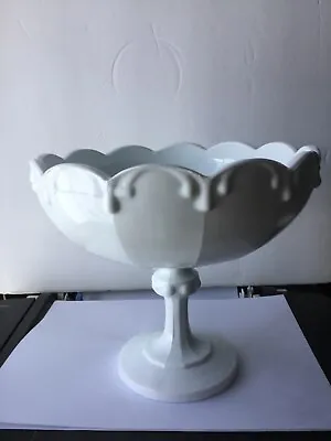 Vintage MCM Indiana White Milk Glass Tear Drop Pedestal Compote Candy Fruit Bowl • $14.99