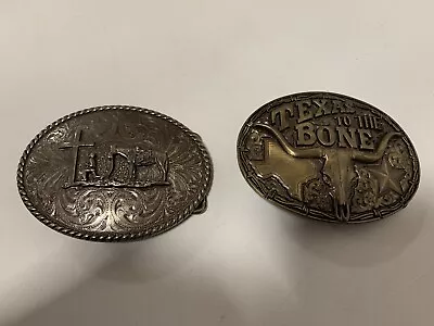 Praying Cowboy/Texas To The Bone Buckle - Montana Silversmith Oval Lot Of 2 • $39.99