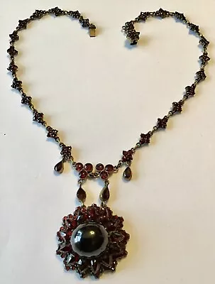 Antique Victorian Gold Filled Bohemian Garnet Necklace Q7 • $1150