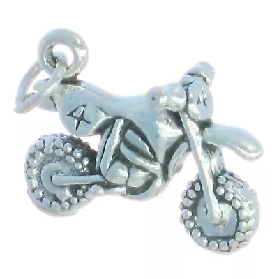 Dirt Bike Motorbike Sterling Silver Charm .925 X 1 Bikes Charms. • $30.50