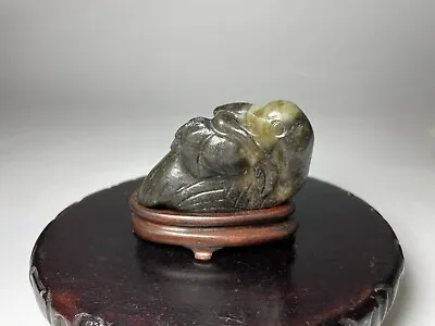 A Chinese Ming Dynasty Nephrite Jade Carving Of A Duck With Branch • $1750
