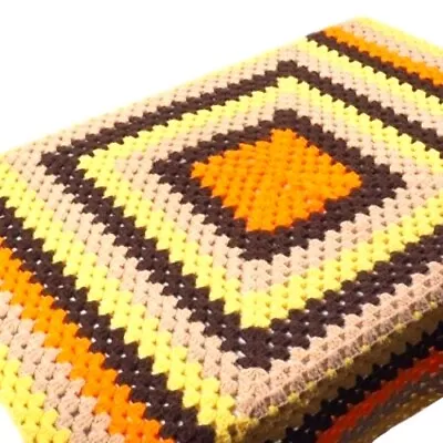  Crochet Afghan Multi Color Blanket Throw Handmade Vintage 40  X 40  • $24.99