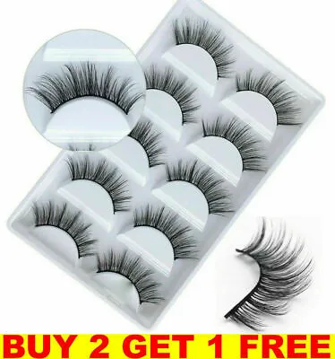 5Pair 3D Mink False Eyelashes Wispy Cross Long Thick Soft Fake Eye Lashes UK NEW • £2.99