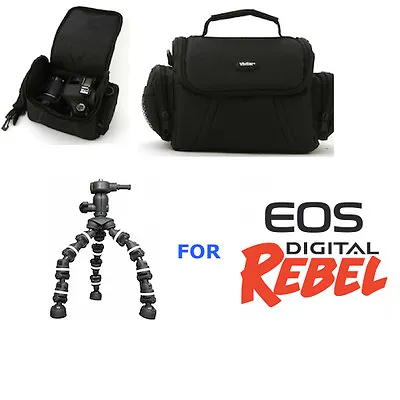  Camera Case Bag +  Flexible Tripod For Canon Eos Rebel Dslr Cameras T3 T3i T5 • $29.51