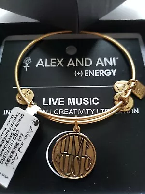 Retired Alex & Ani Live Music Gold Tone Bracelet New With Tags Card & Box • $12.60