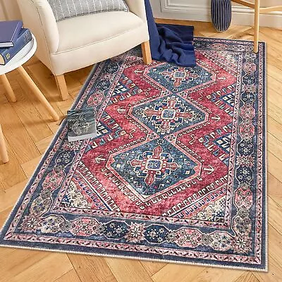 KUTA 3x5 Area Rug Oriental Red Rug For Living Room Washable Kitchen Rugs Non... • $45.19