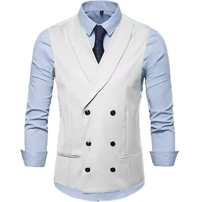 Business Mens Vests Groom Bestman Formal Wedding Workwear Vest Large XL XXL 3XL • $26.99