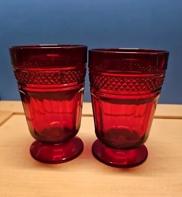 Viking Glass Mt Vernon Red Footed Glass Tumblers Vintage  9 Oz  • $24.95