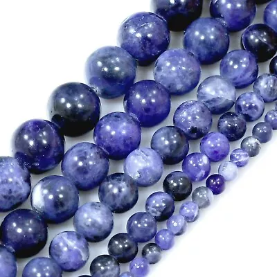 Natural Blue Sodalite Round Beads 15  Strand 4mm 6mm 8 10 12mm Bulk Wholesale • $4.59