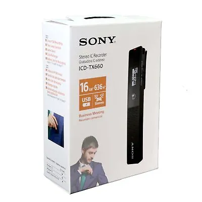 Sony TX660 Digital Stereo IC Voice Recorder 16 GB Built-In Memory • $98.89
