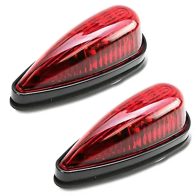 2x Red Teardrop Sealed Top Clearance Cab Marker Roof Running Lights Kit Utility • $8.99