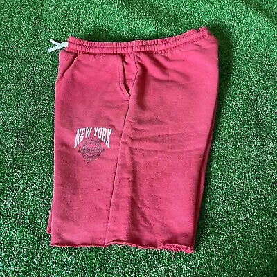 Zara Kids New York Elastic Waist Drawstring Pockets Red Cutoffs Shorts Size 10 • $8