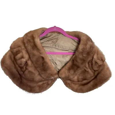 Vintage Real Mink Fur Capelet Shawl Shoulder Wrap Collar Wedding Stole One Size • $150