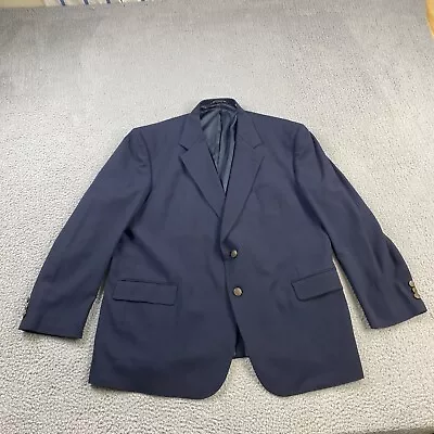 Stafford Blazer Mens 48R Blue Wool Traveler Plus Stretch Suit Jacket Sport Coat • $37.88