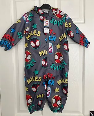 NEW GEORGE Marvel Spidey & Friends Grey Lightweight Puddle Suit Size 12-18 Month • £12