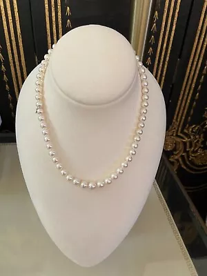 Mikimoto Akoya Cultured Pearl Graduated Strand – 18K White Gold Clasp • $4500