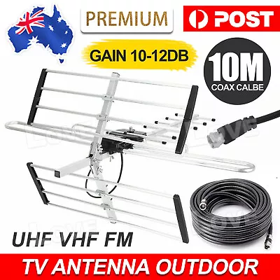 Digital TV Antenna Outdoor UHF VHF FM Aerial AU Signal Booster Amplifier & Cable • $26.85